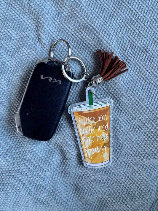 Spicy Books & Iced Coffees Bookish Keychain