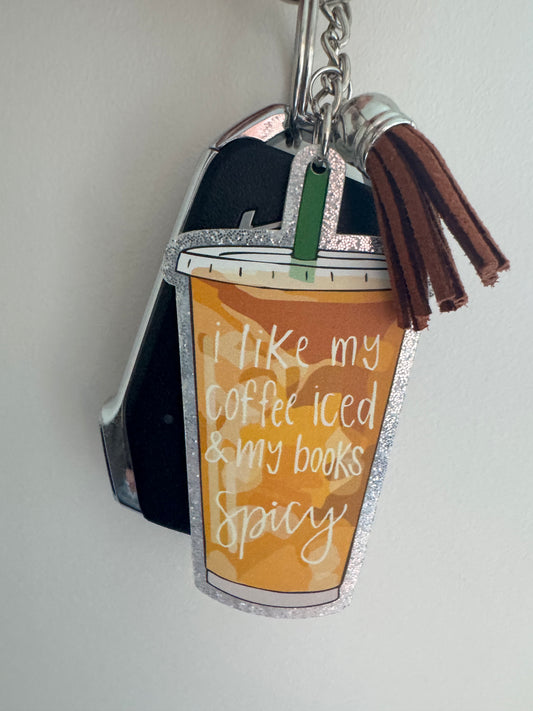 Spicy Books & Iced Coffees Bookish Keychain